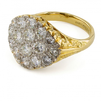 18ct gold Diamond 2ct Cluster Ring size P